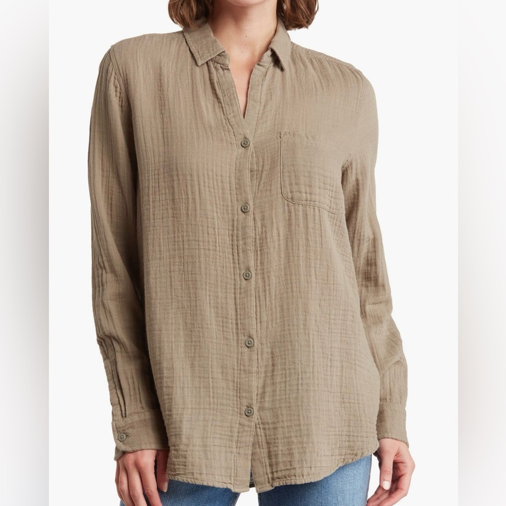 beachlunchlounge Alessia Long Sleeve Cotton Long Sleeve Oversized Button Down XS